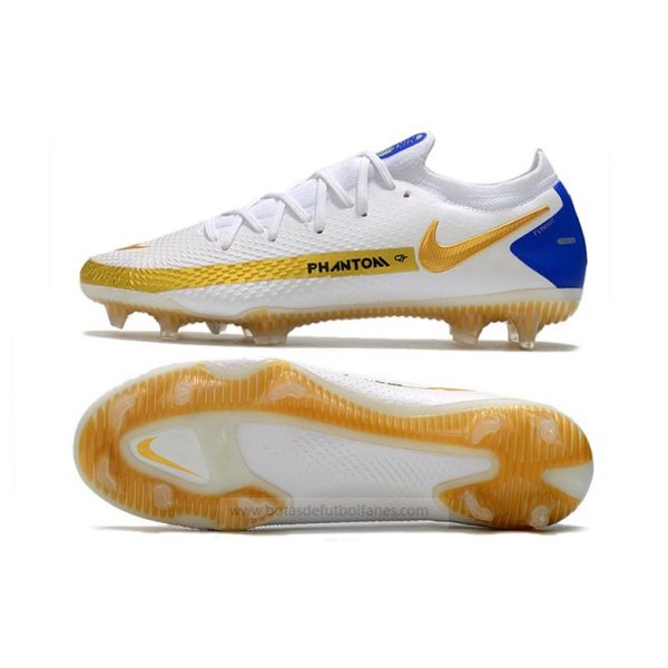 Nike Phantom GT Elite FG Hombre Blanco Oro Azul